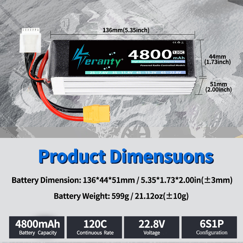 Batería Lipo TERANTY 6S 4800mA - Rc Helicopter Battery reseña y precio