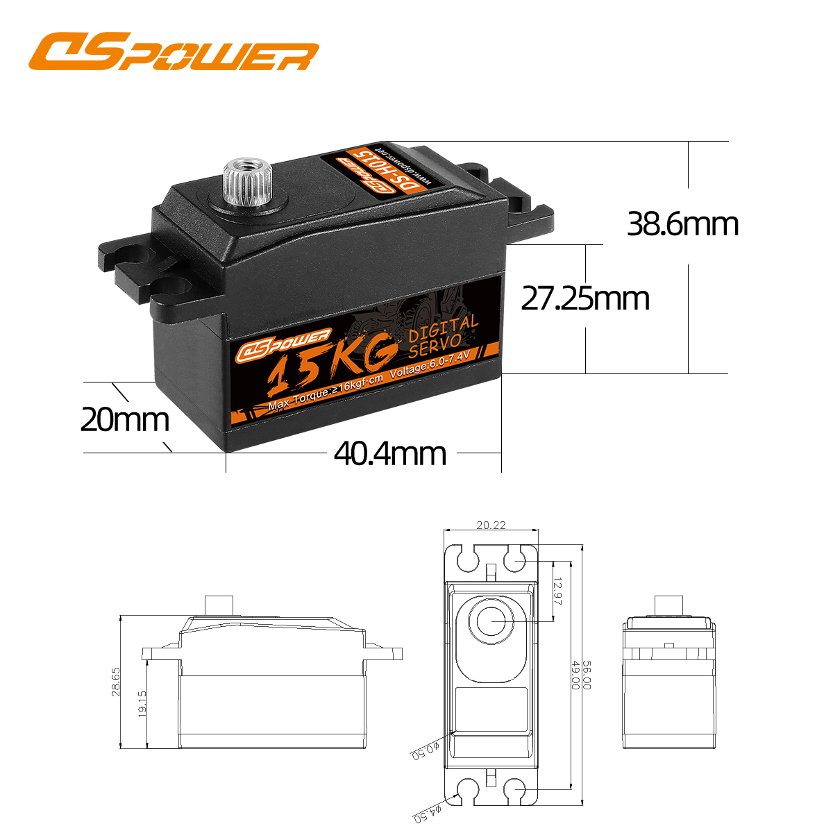 Servo Digital DSpower de 15KG  - Rc Helicopter Motor reseña y precio